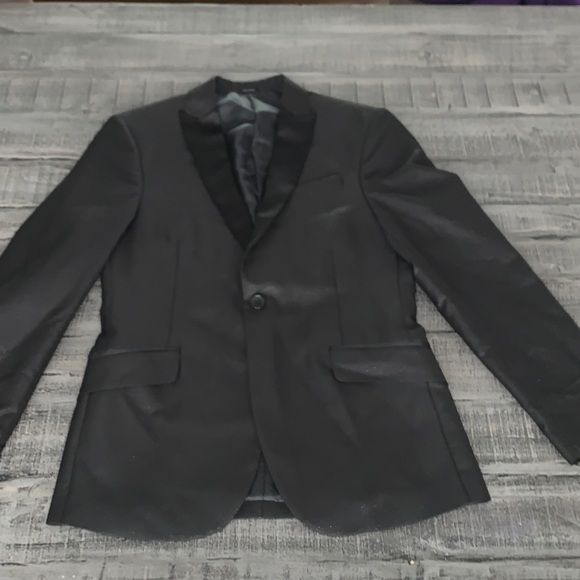 JF J.Ferrar Black Shimmer Men's Blazer Suit Jacket 38 R Slim Fit P2P 20” - Picture 9 of 10